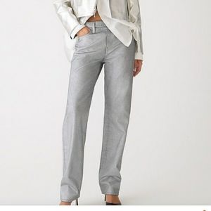 NWT J CREW mid rise slouchy straight Jean's metallic size 34 womens